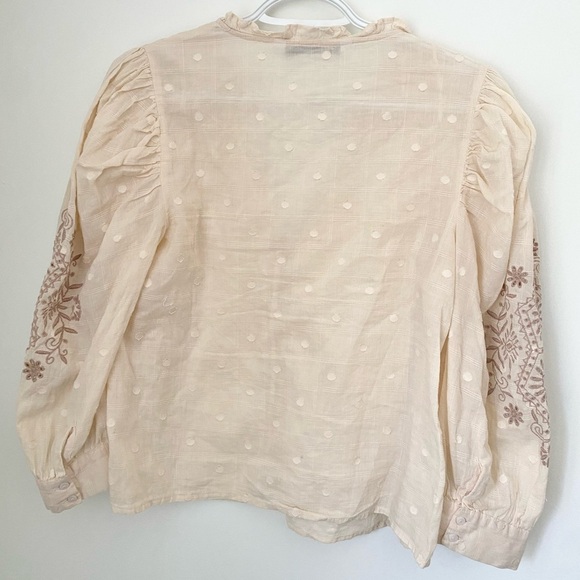 Zara Beige Embroidered Blouse - Picture 3 of 3
